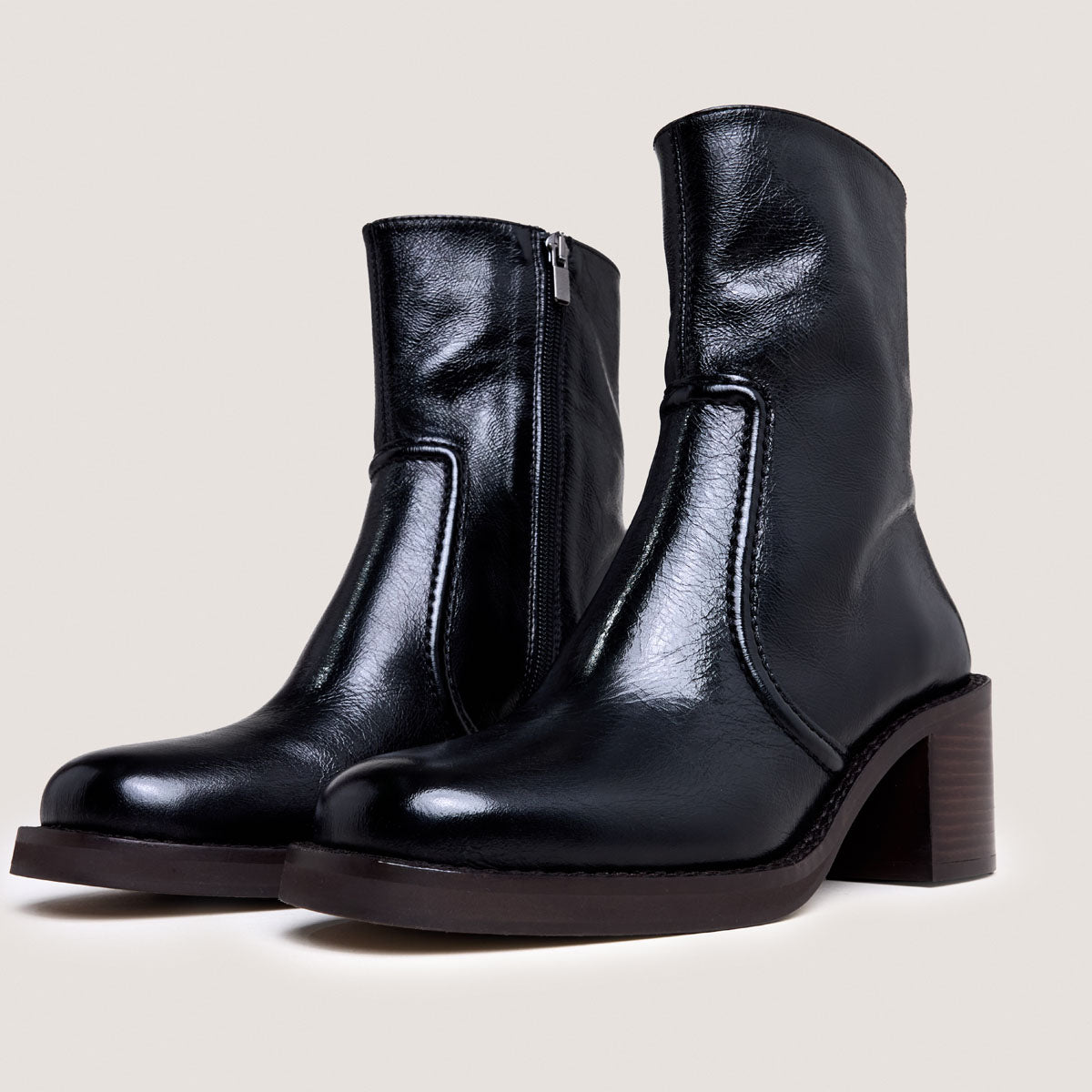 Bottines à talons lamellés